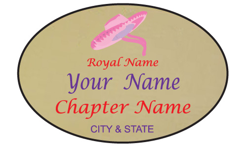 Gold Oval name Badge Artwork 26 Pink